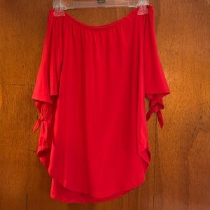 Red off the shoulder blouse